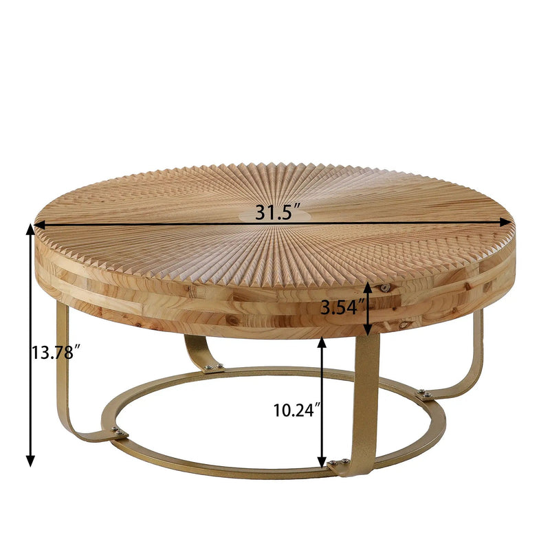 Modern Round Coffee Table With Wooden Carving Pattern by HouseOfZazla