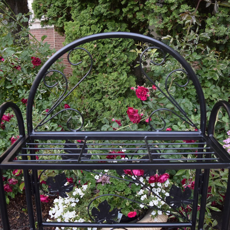 4-Tier Black Bakers Rack Plant Stand with Leaves by Sharicks