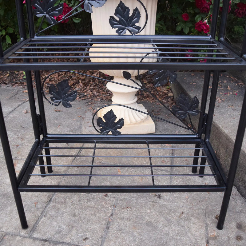 4-Tier Black Bakers Rack Plant Stand with Leaves by Sharicks