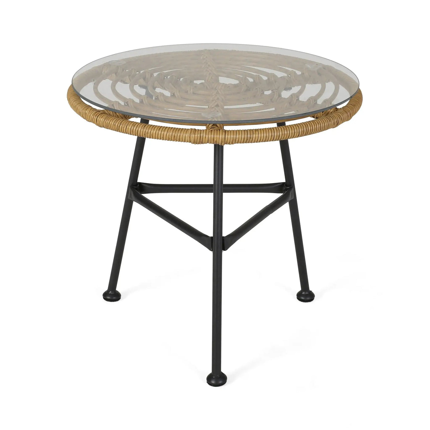 Petrichor Outdoor Side Table with Tempered Glass and Steel Frame by HouseOfZazla
