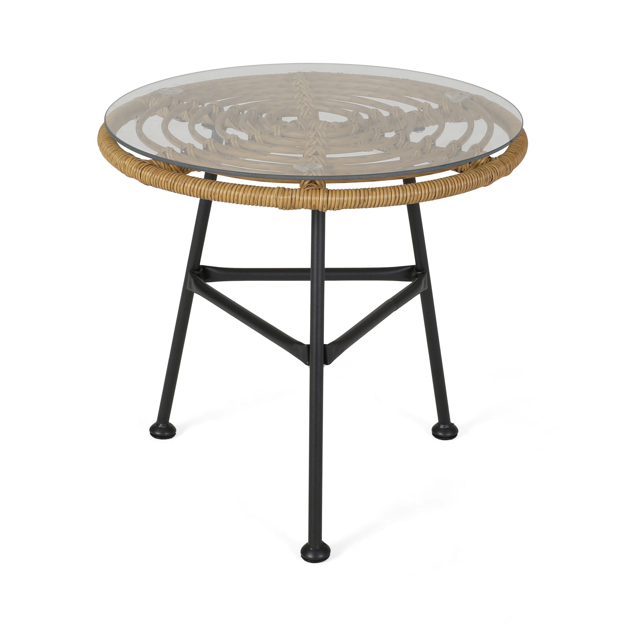 Petrichor Outdoor Side Table with Tempered Glass and Steel Frame by HouseOfZazla