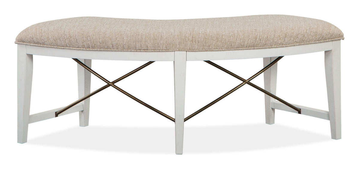 Heron Cove - Curved Bench With Upholstered Seat - Chalk White, photo 4 of 7