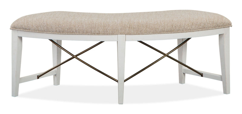 Heron Cove - Curved Bench With Upholstered Seat - Chalk White, photo 4 of 7