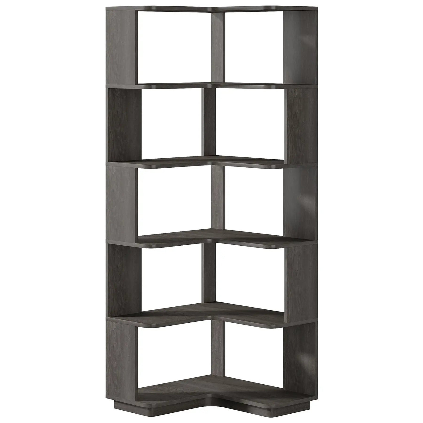 6 Tier Corner Bookshelf, L-Shaped Freestanding Shelf With Anti Drop Panels by HouseOfZazla