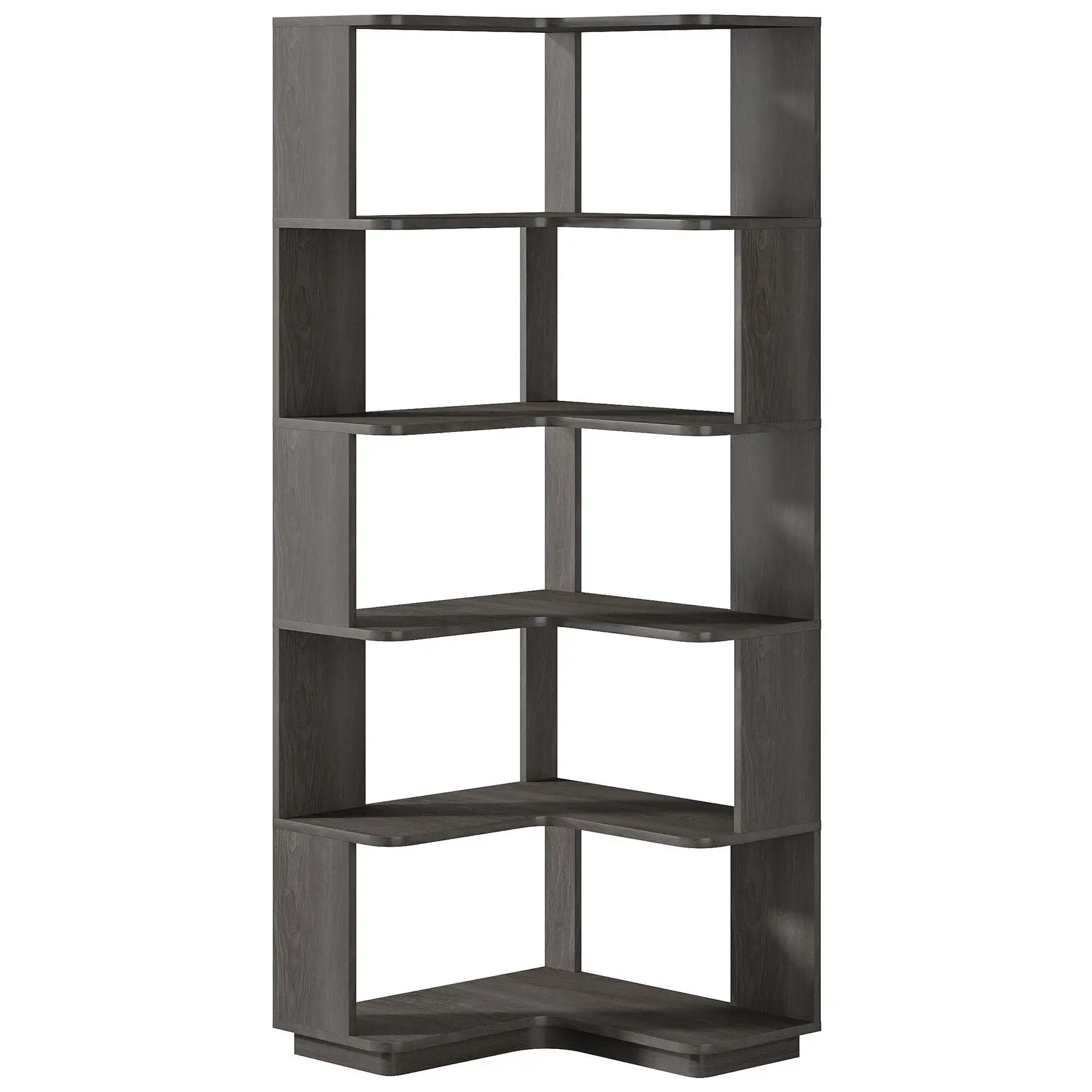6 Tier Corner Bookshelf, L-Shaped Freestanding Shelf With Anti Drop Panels by HouseOfZazla