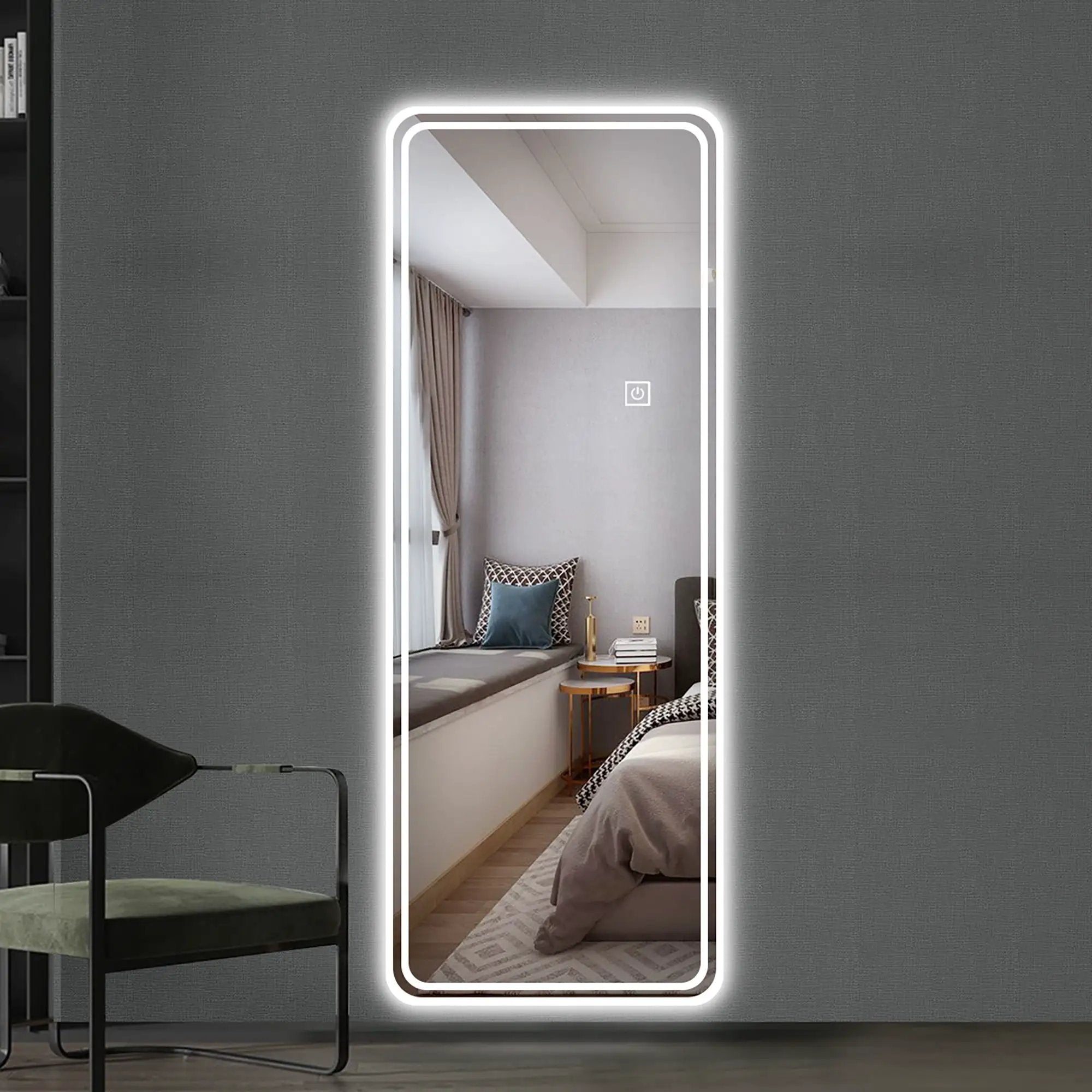Full Length Floor Mirror LED with Dimming & 3 Color Modes by HouseOfZazla