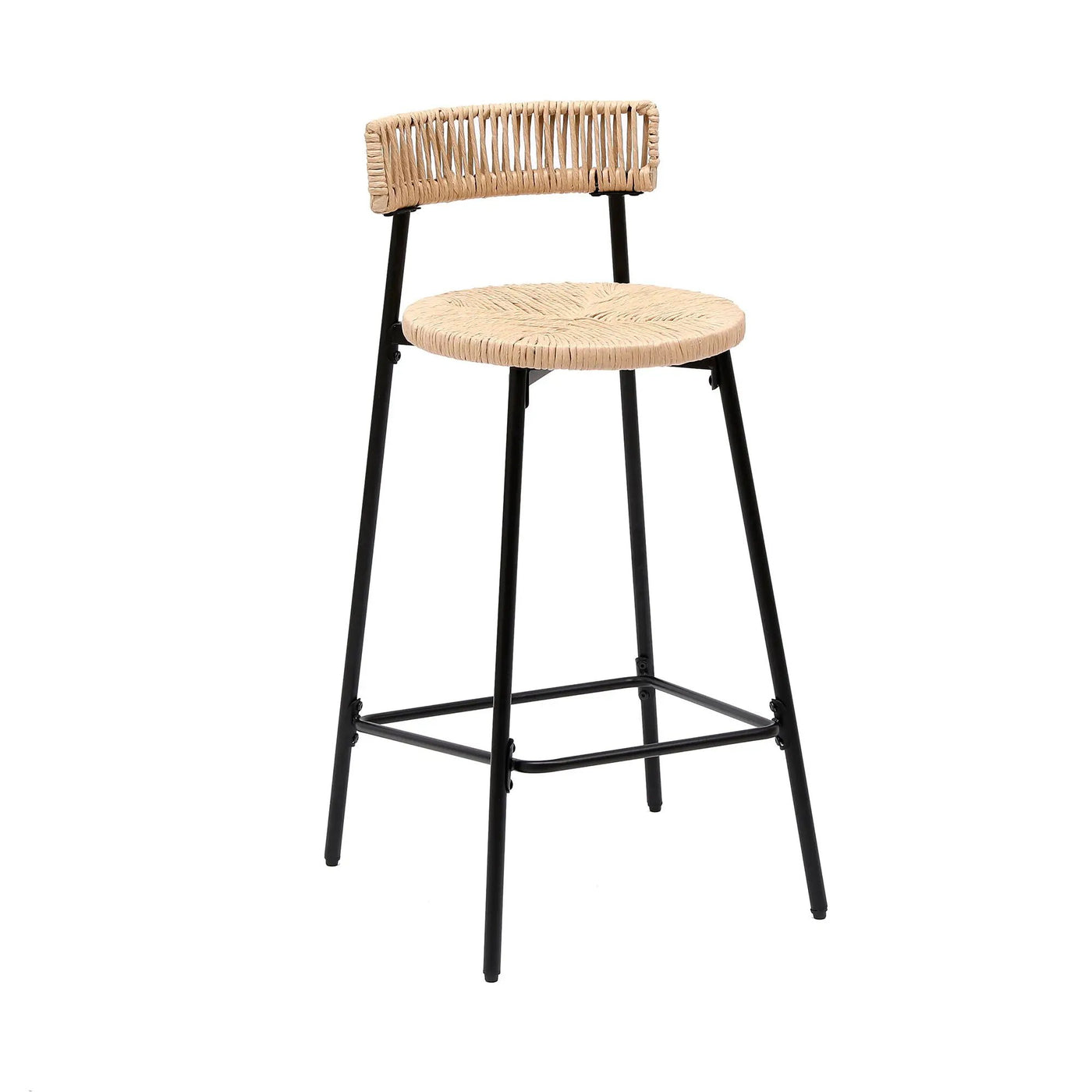 Boho Style Handwoven Paper Rope Counter Stools (Set of 2) by HouseOfZazla