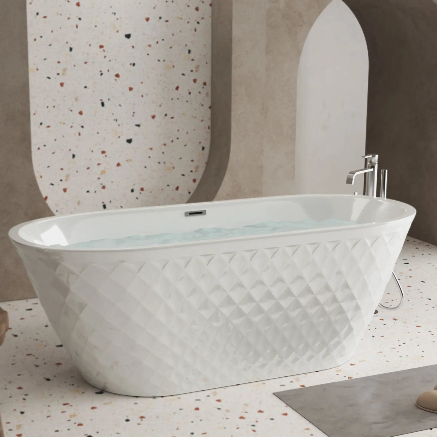 Freestanding Bathtub With Diamond Pattern Design by HouseOfZazla