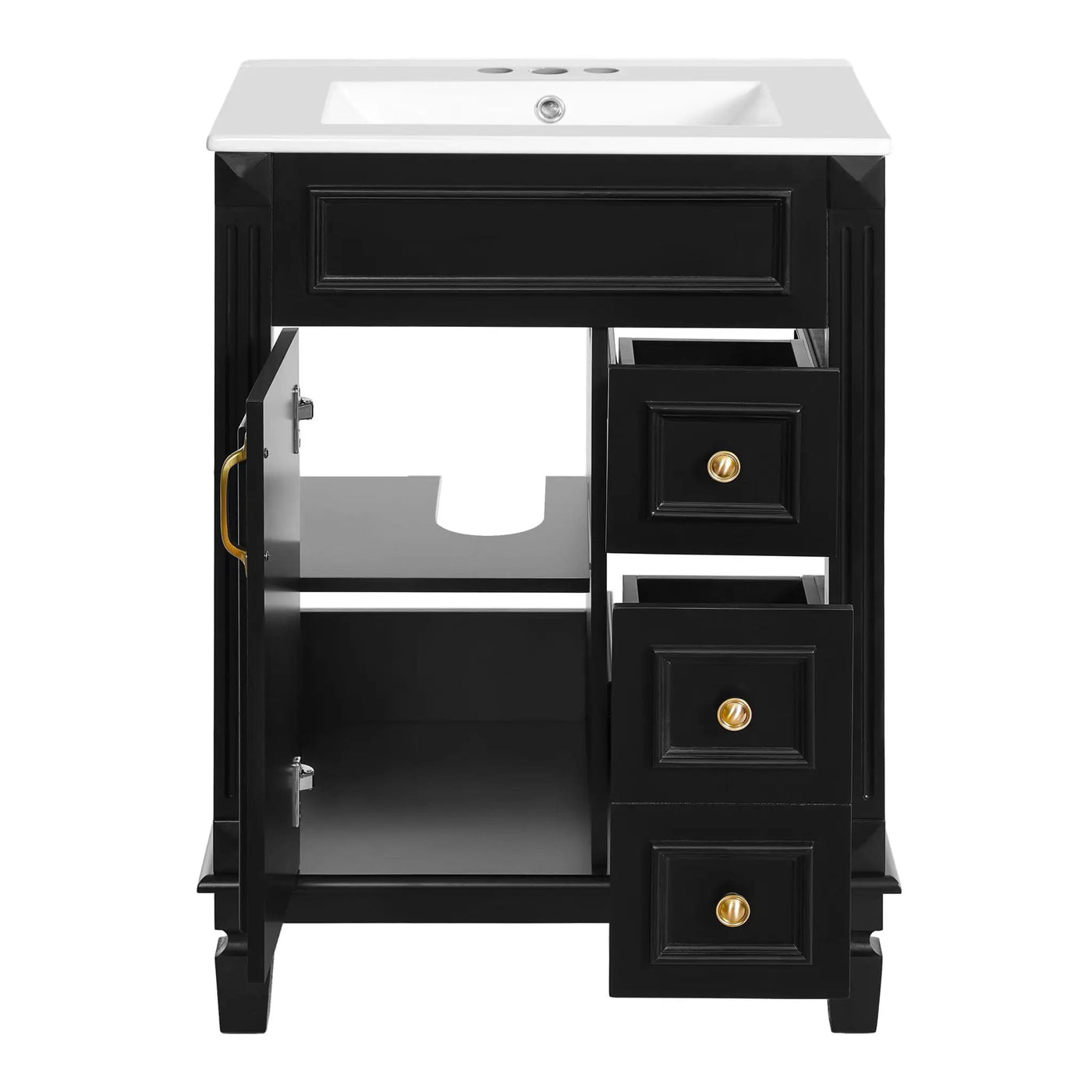 Bathroom Vanity With Sink, Compact Cabinet & 2 Drawers And Adjustable Shelf by Unique Piece Furniture