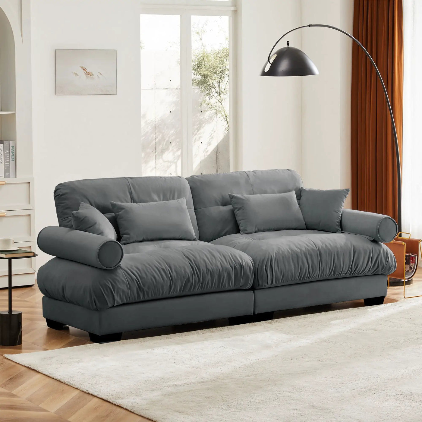 Modern Oversize Sofa With Cloud Like Comfort, Featuring Waist And Throw Pillows by Unique Piece Furniture