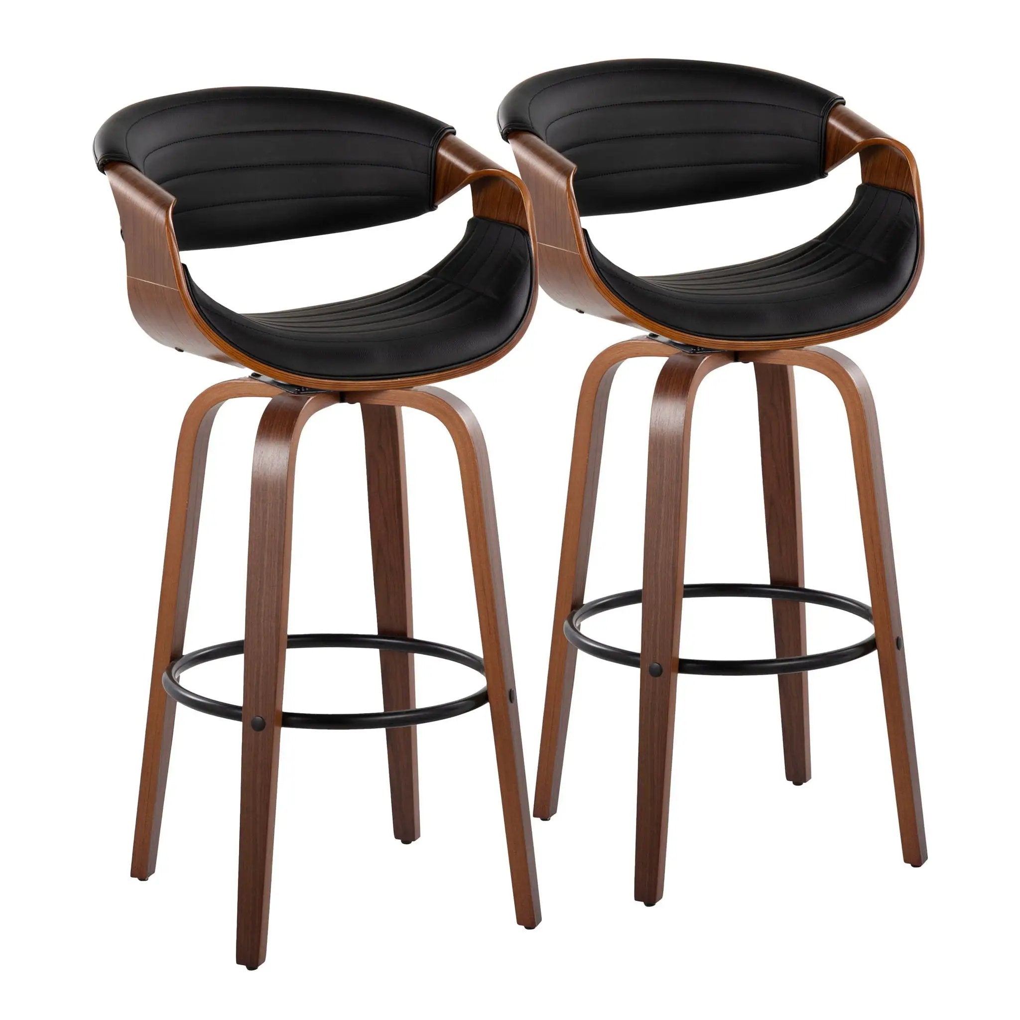 Symphony - Mid Century Modern Fixed Height Barstool With Swivel And Round Footrest (Set of 2) by Unique Piece Furniture