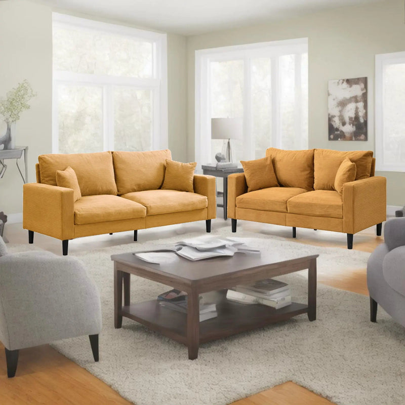 Modern Upholstered 2 Piece Sofa Set With 3 Seater And 2 Seater by HouseOfZazla