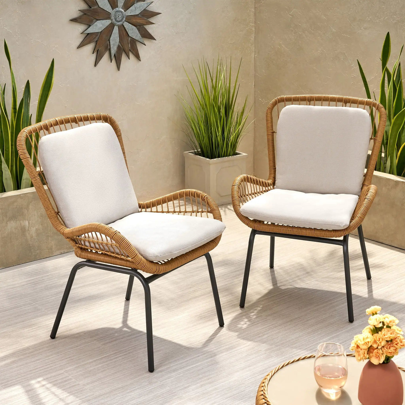 Outdoor Wicker Club Chair With Cushions (Set of 2) by HouseOfZazla