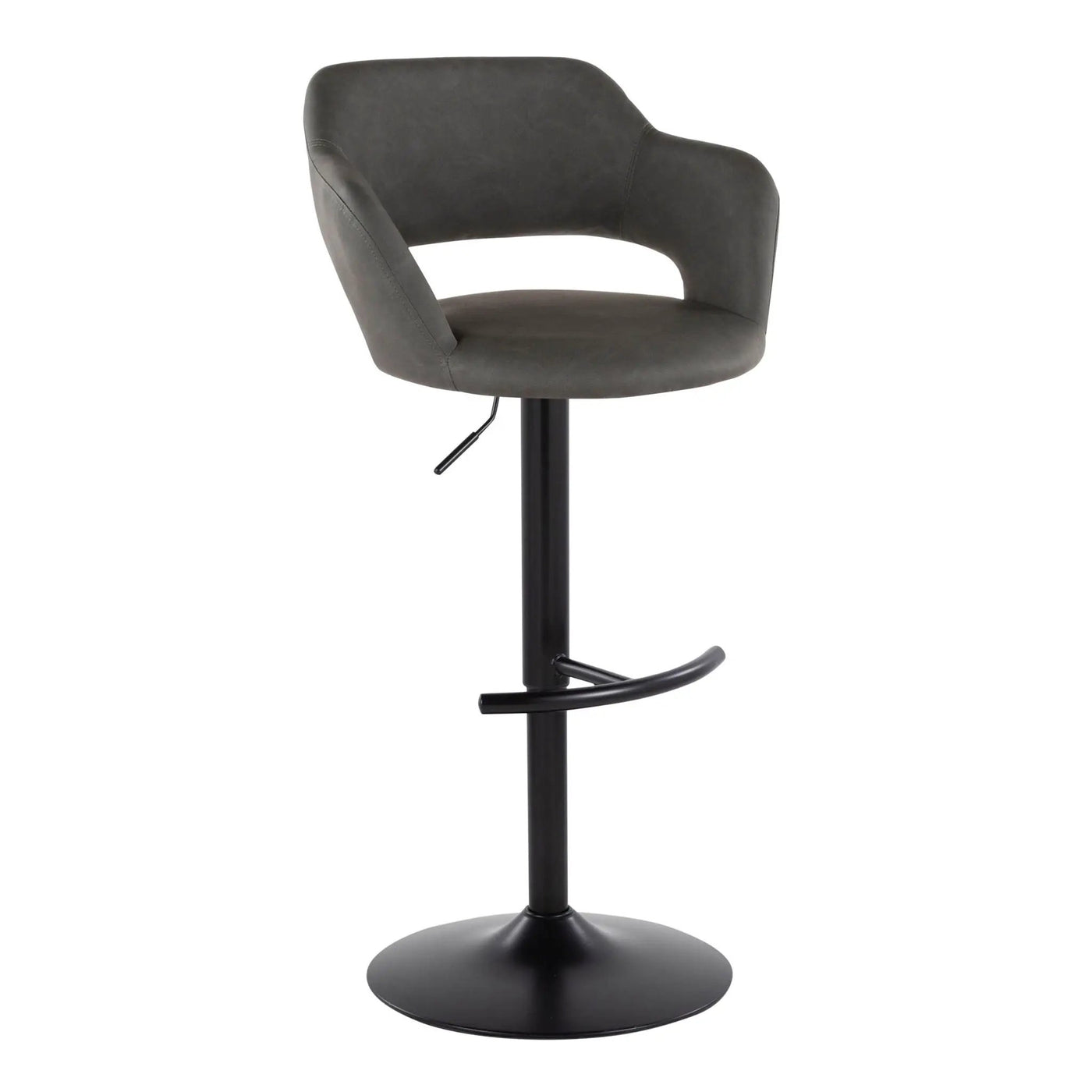 Margarite - Contemporary Adjustable Barstool With Swivel With Rounded T Footrest (Set of 2) by HouseOfZazla
