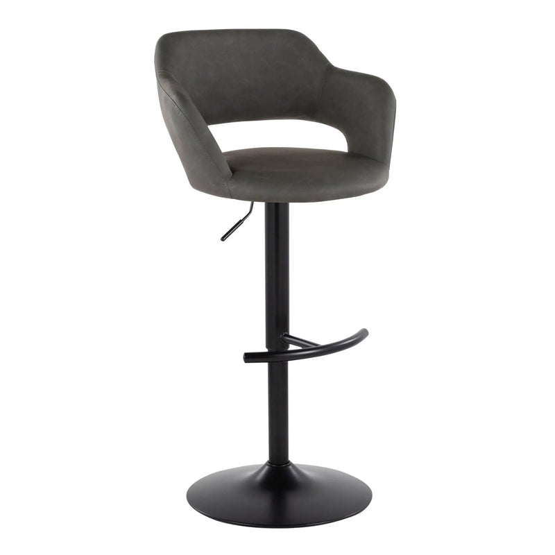 Margarite - Contemporary Adjustable Barstool With Swivel With Rounded T Footrest (Set of 2) by HouseOfZazla