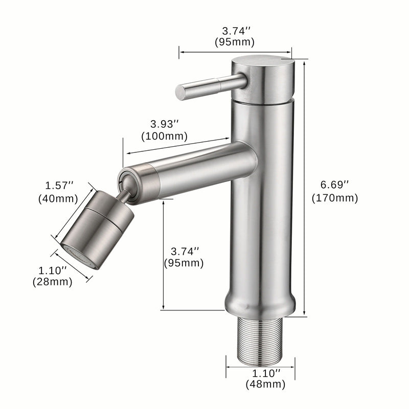 2 Mode Bathroom Faucet With 360 Degree Rotating Aerator For Sink by HouseOfZazla