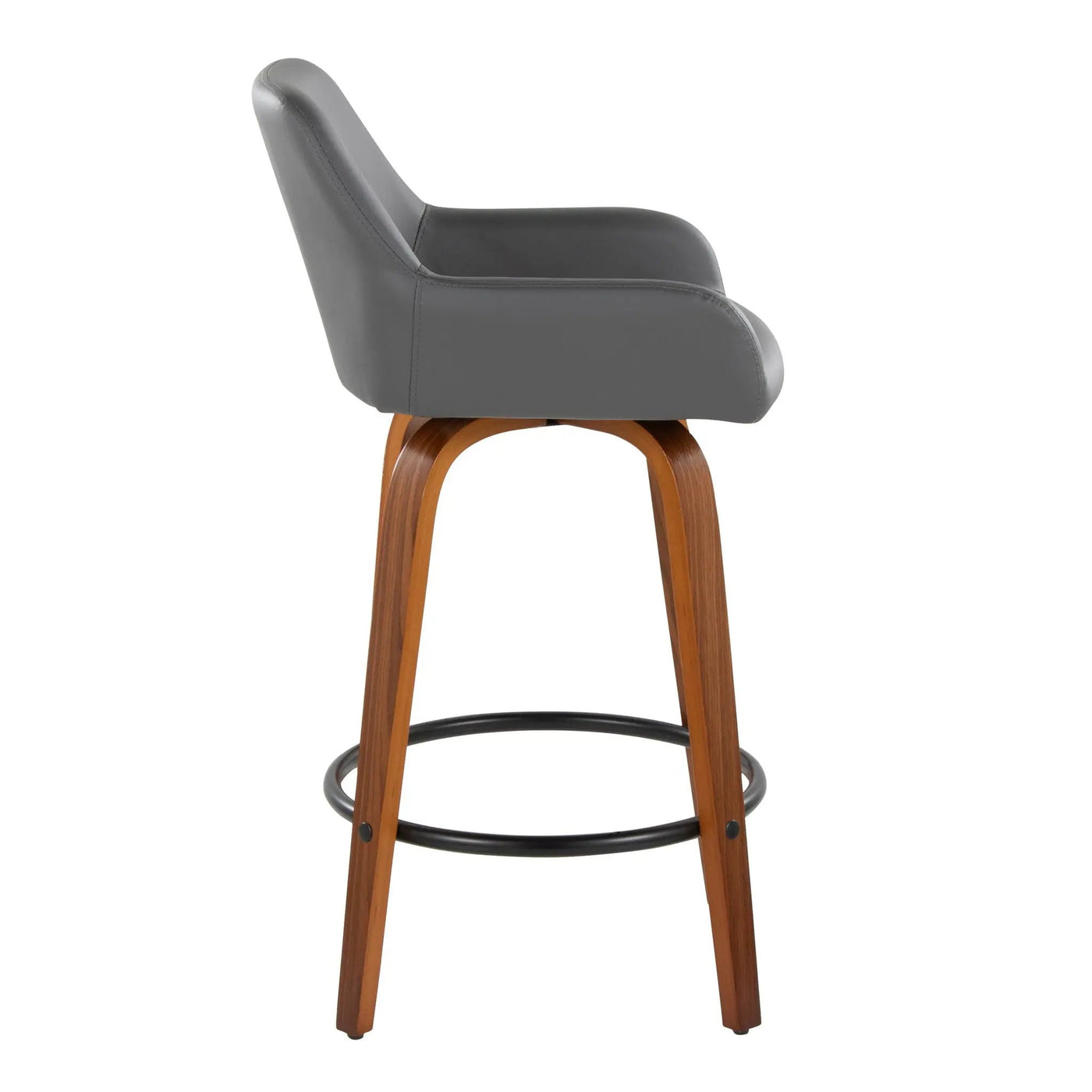 Daniella - Contemporary Fixed Height Counter Stool With Swivel With Round Footrest (Set of 2) by HouseOfZazla