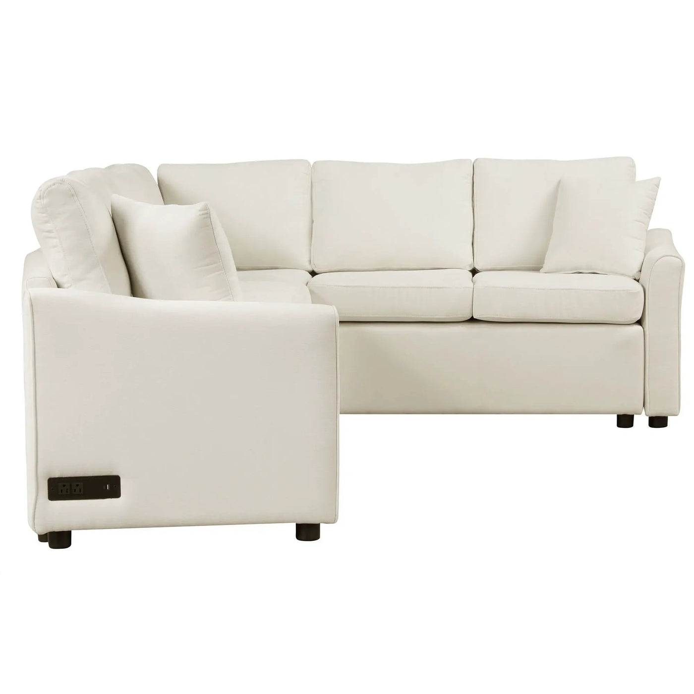 L-Shaped Sofa Convertible Sofa Bed Pull Out Sofa Sleeper With Two Back Pillows, Two USB Ports And Two Power Sockets For Living Room by HouseOfZazla