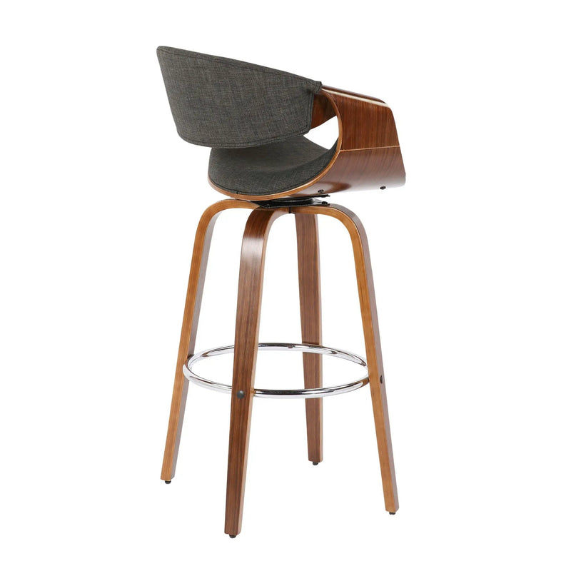 Curvini Mid - Century Modern Fixed Height Barstool With Swivel (Set of 2) by Unique Piece Furniture