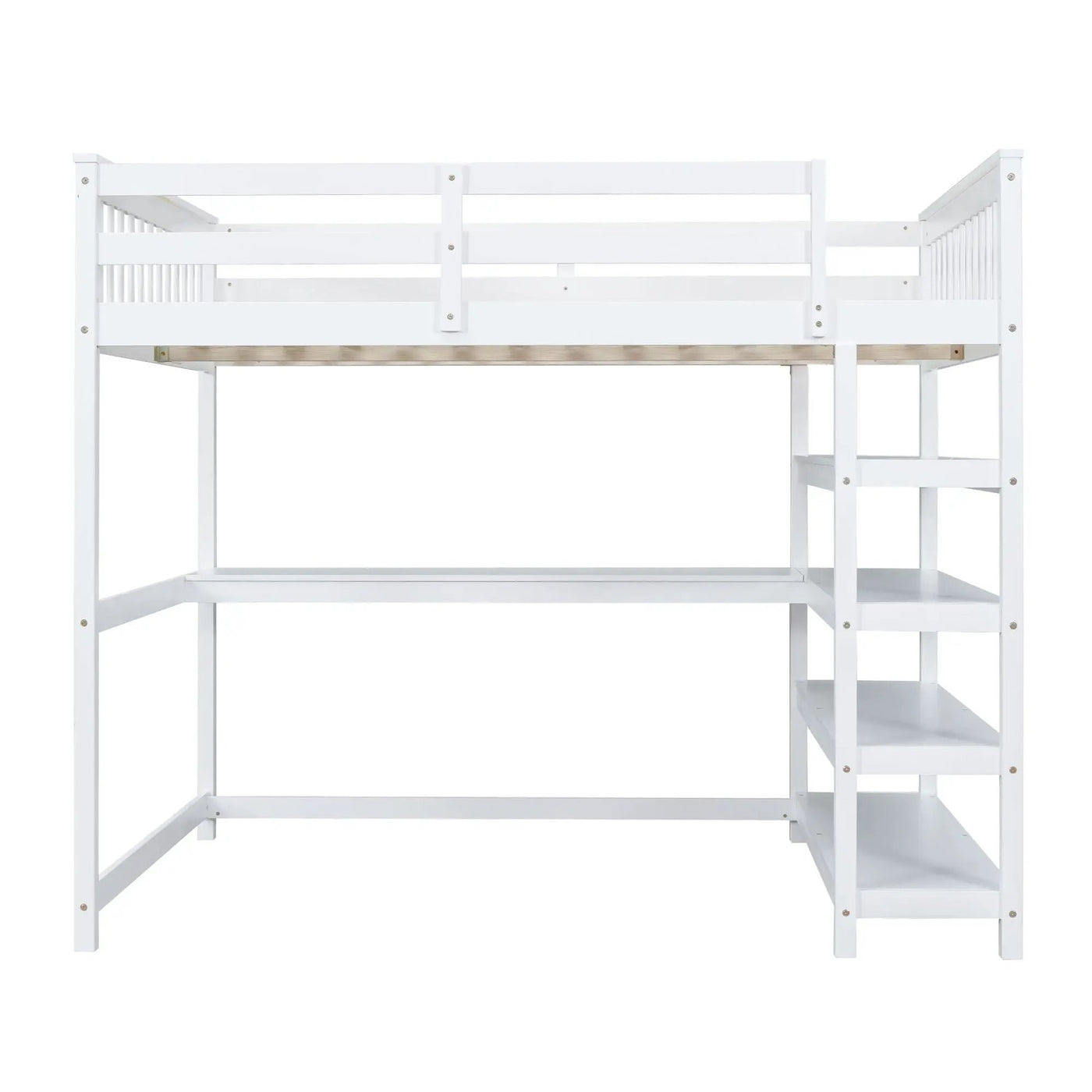 Loft Bed With Storage Shelves And Under Bed Desk by HouseOfZazla