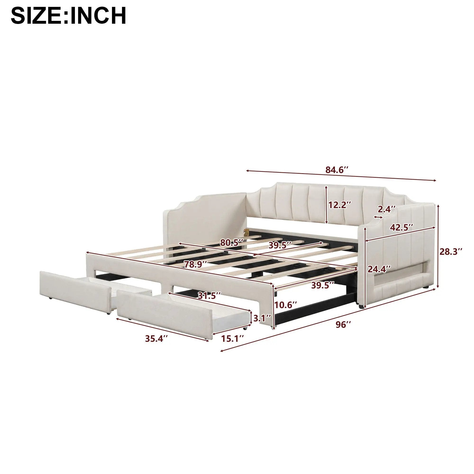 Extendable Daybed With LED Light And 2 Storage Drawers by HouseOfZazla