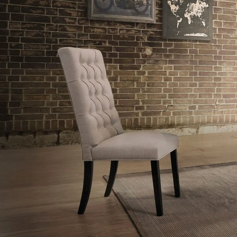 Morland - Side Chair (Set of 2) - Tan Linen & Vintage Black by Unique Piece Furniture