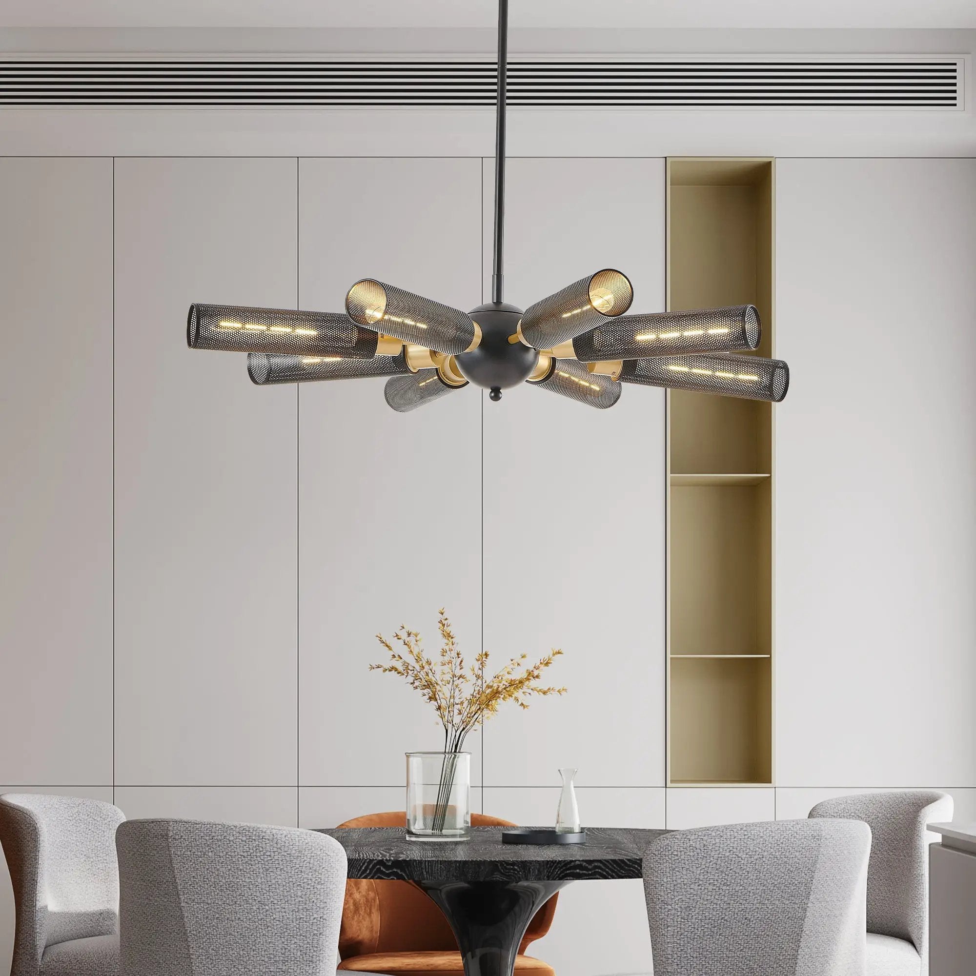 34' Modern Industrial Sputnik 8-Light Chandelier by HouseOfZazla