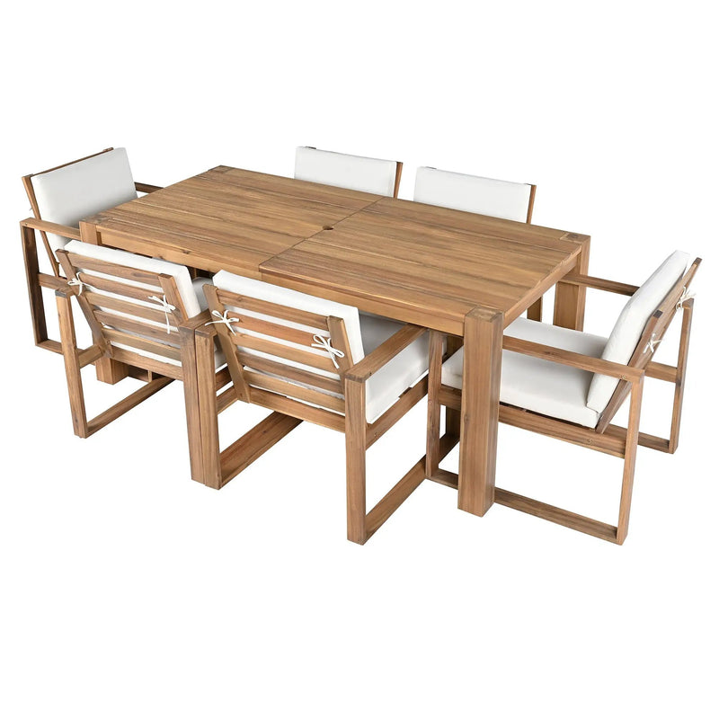TREXM Patio Table and Chairs Set, 7-Piece Outdoor Dining Set for 6 by HouseOfZazla