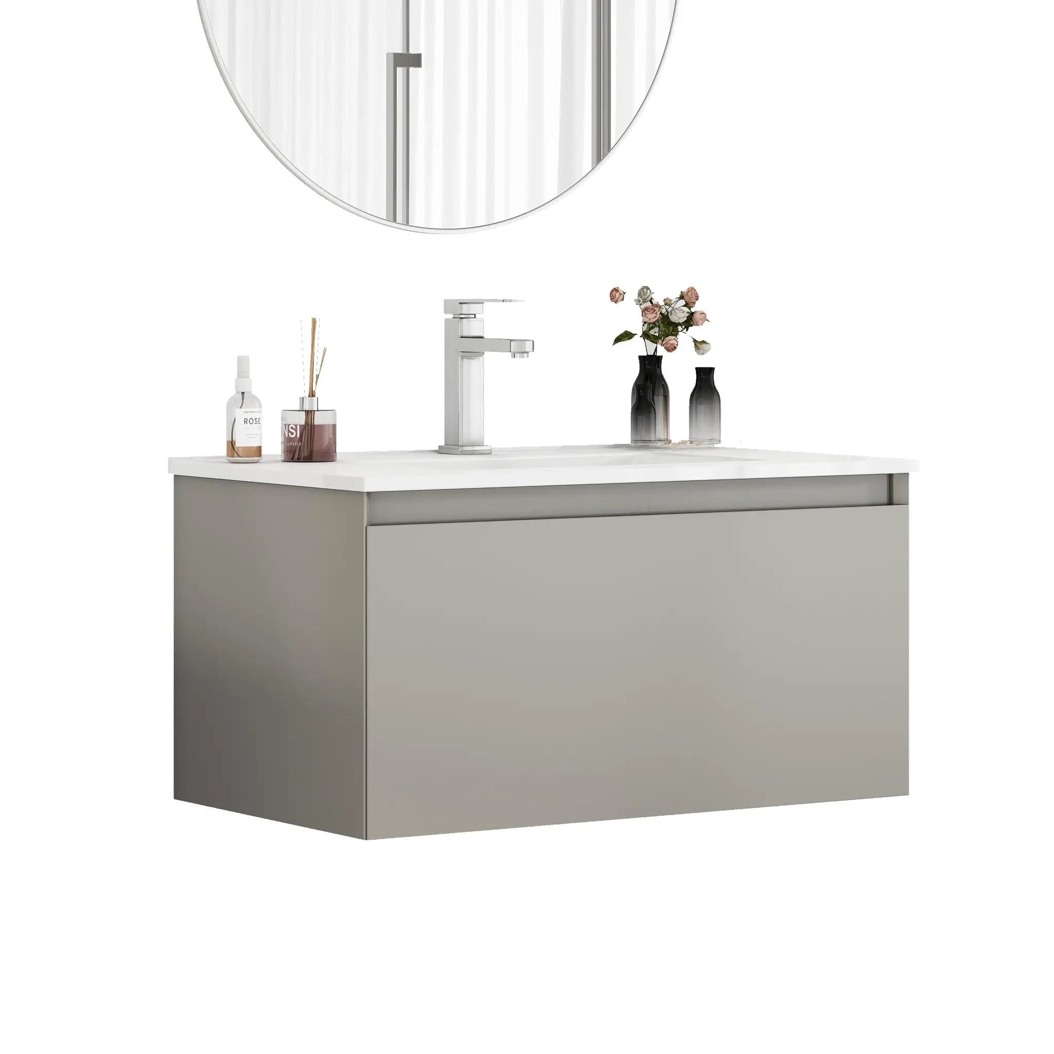 32-Inch Wall-Mounted Bathroom Vanity with Soft-Close Drawer by HouseOfZazla