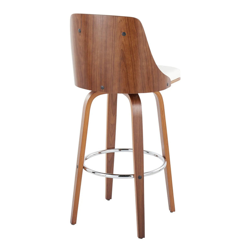Gianna - Mid Century Modern Fixed Height Barstool With Swivel With Round Footrest (Set of 2) by HouseOfZazla