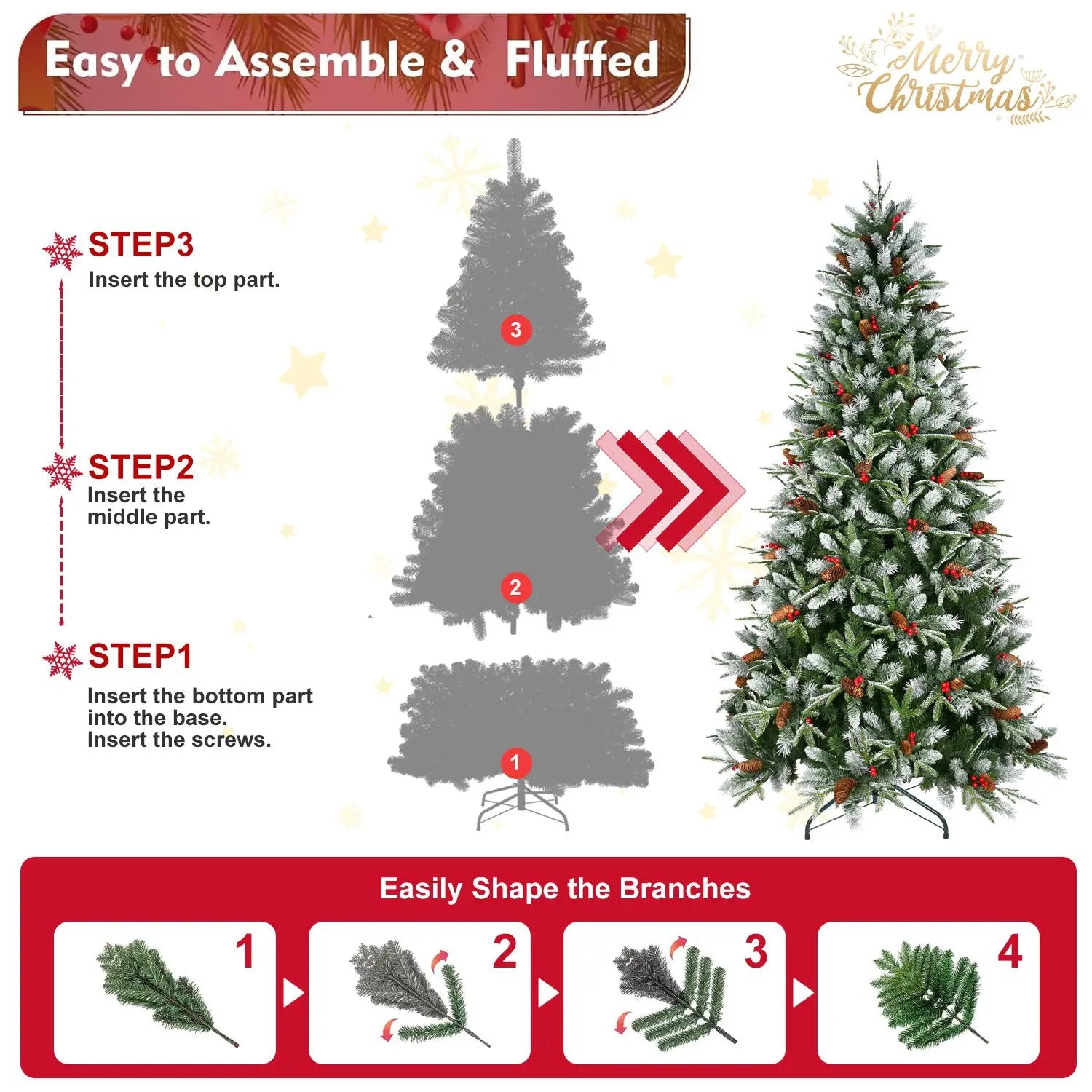 7.5-Foot Snow-Tipped Woodland Christmas Tree by HouseOfZazla