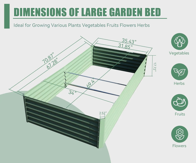 6x3x1.5ft Galvanized Raised Garden Bed by HouseOfZazla