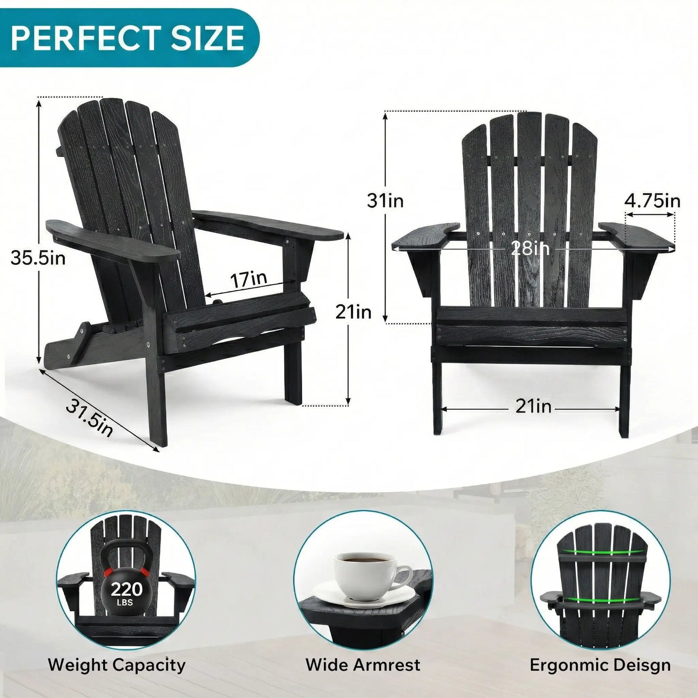 Folding Adirondack Lounge Chair With Embossed Grain Texture by HouseOfZazla