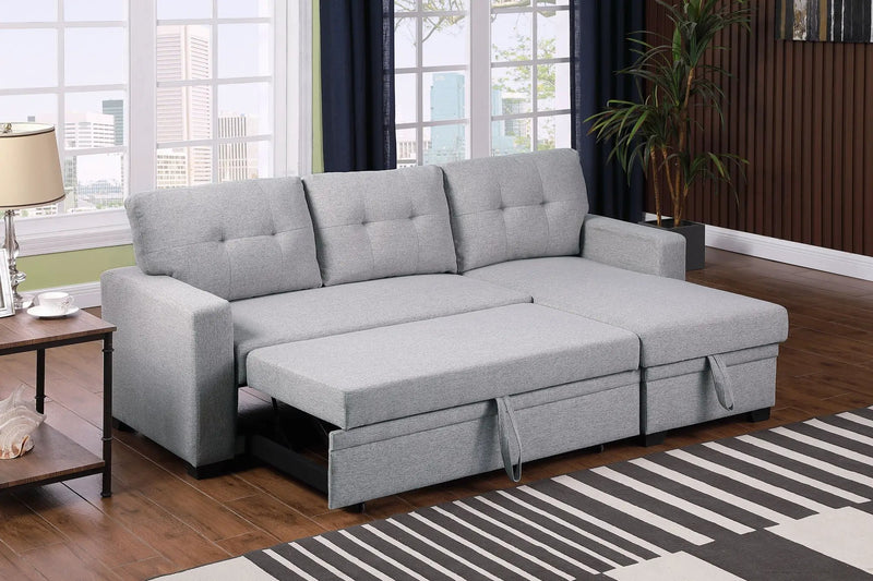 Upholstered Pull Out Sectional Sofa With Chaise by HouseOfZazla