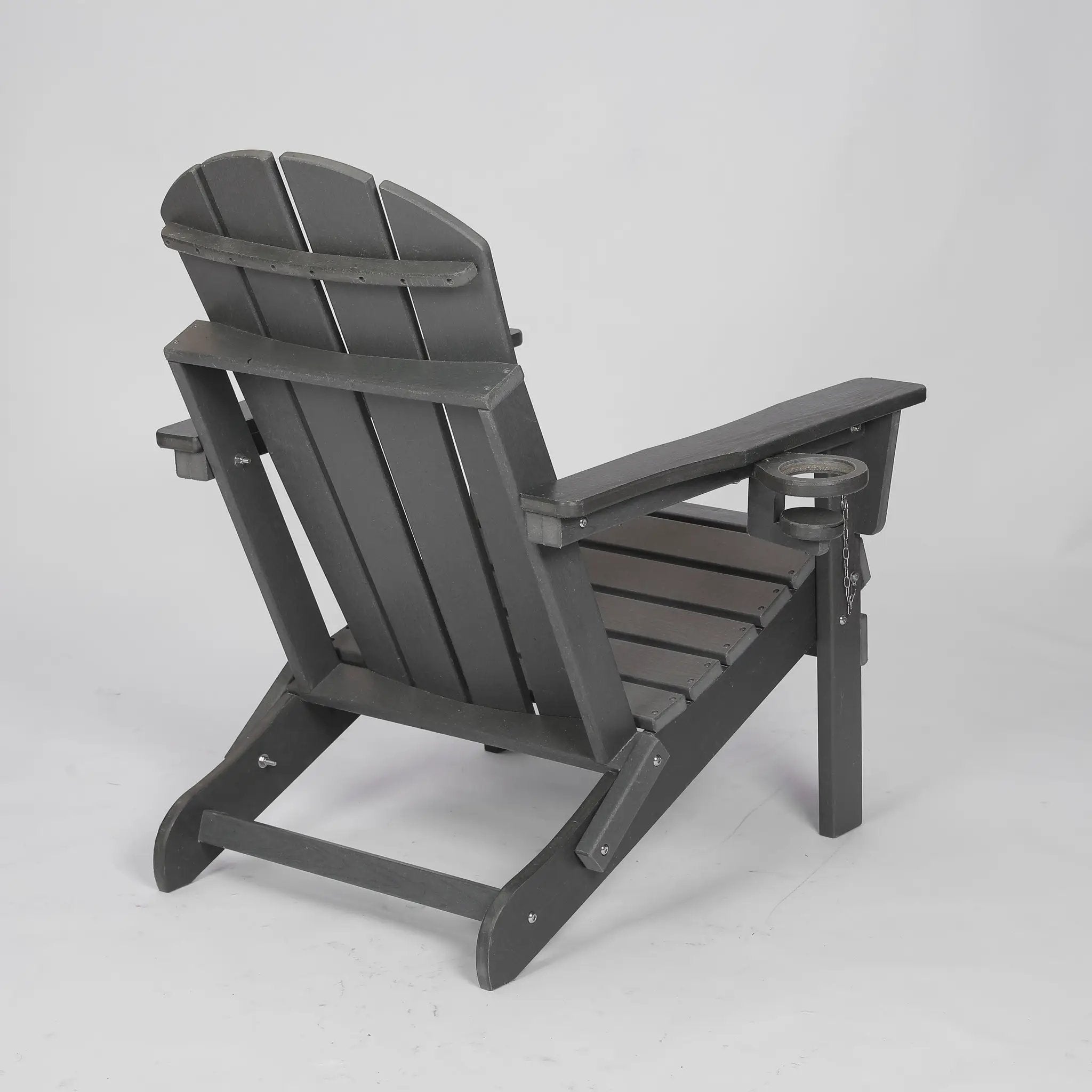 HDPE Folding Adirondack Chair with Dual Cup Holder - Gray by HouseOfZazla