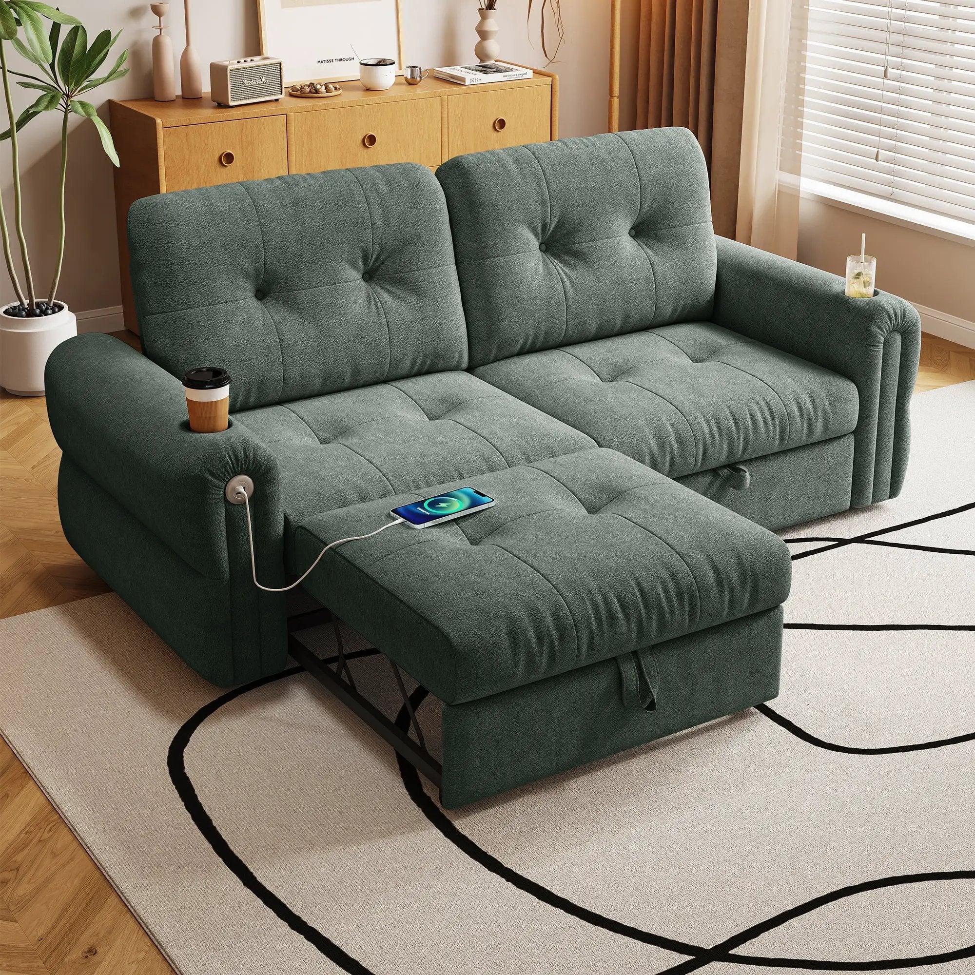 Chenille Convertible Sofa Bed by HouseOfZazla