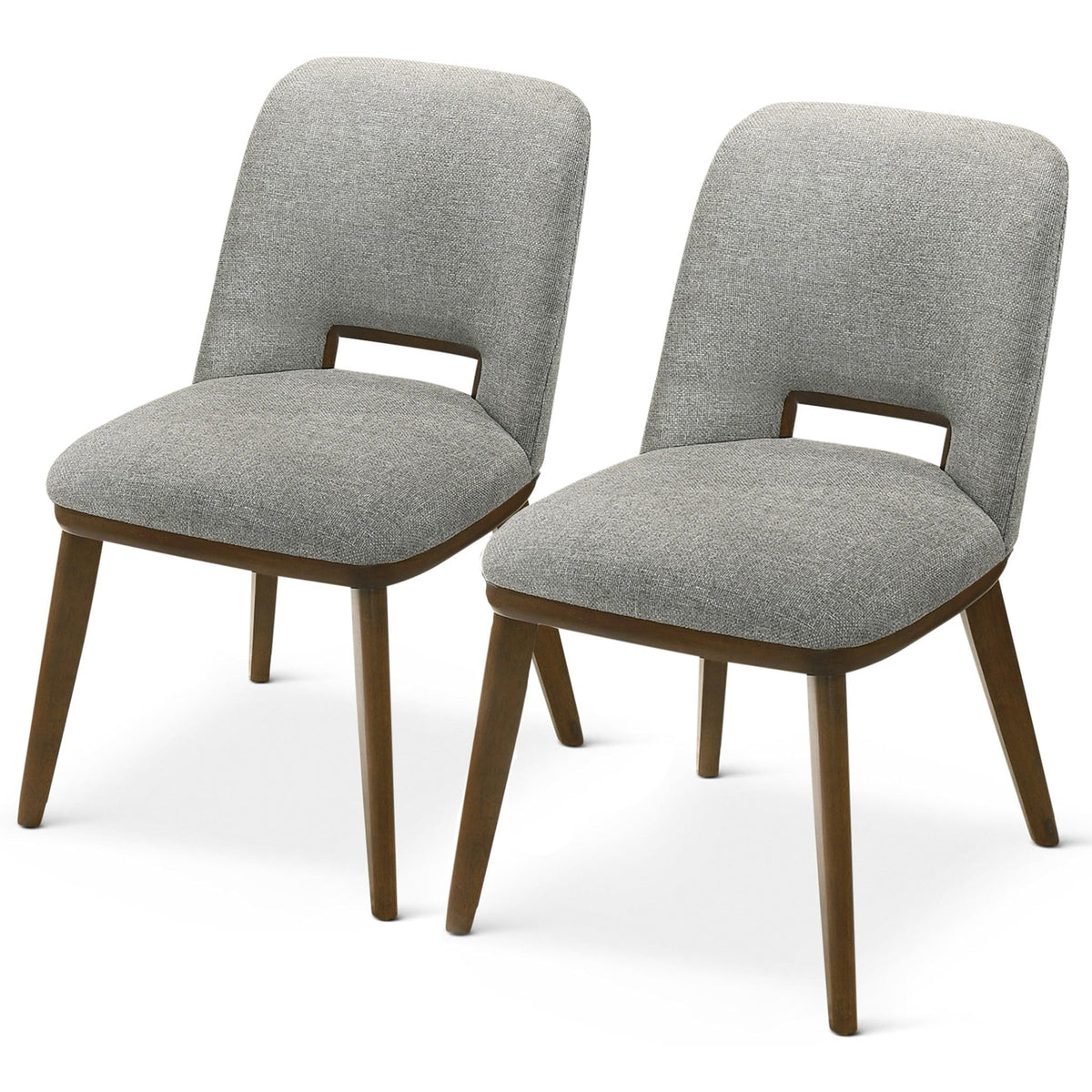 Modern Dining Chair Set of 2 with Walnut Base - Gray or Dark Gray