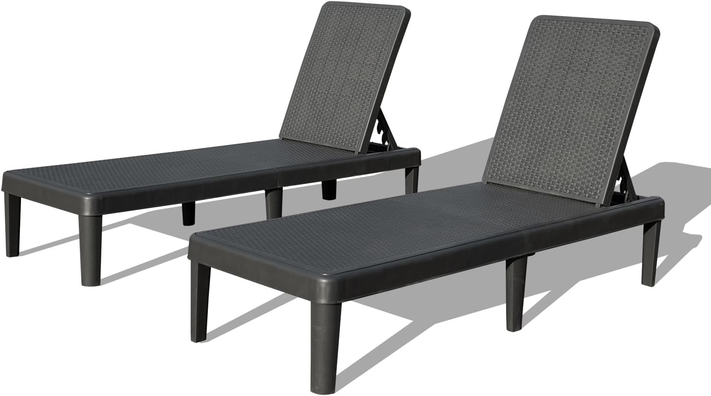 Pool Lounge Chairs Set of 2 with 6-Position Adjustable Backrest by HouseOfZazla