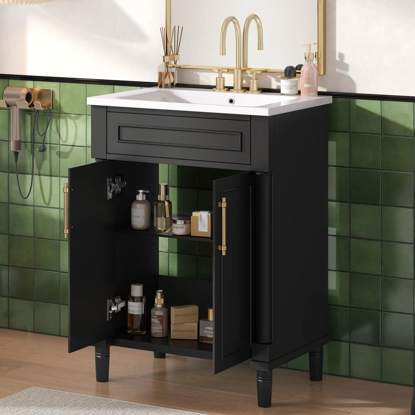 Bathroom Vanity With Integrated Sink, 2 Door Cabinet, Single Sink For Small To Medium Bathrooms by Unique Piece Furniture
