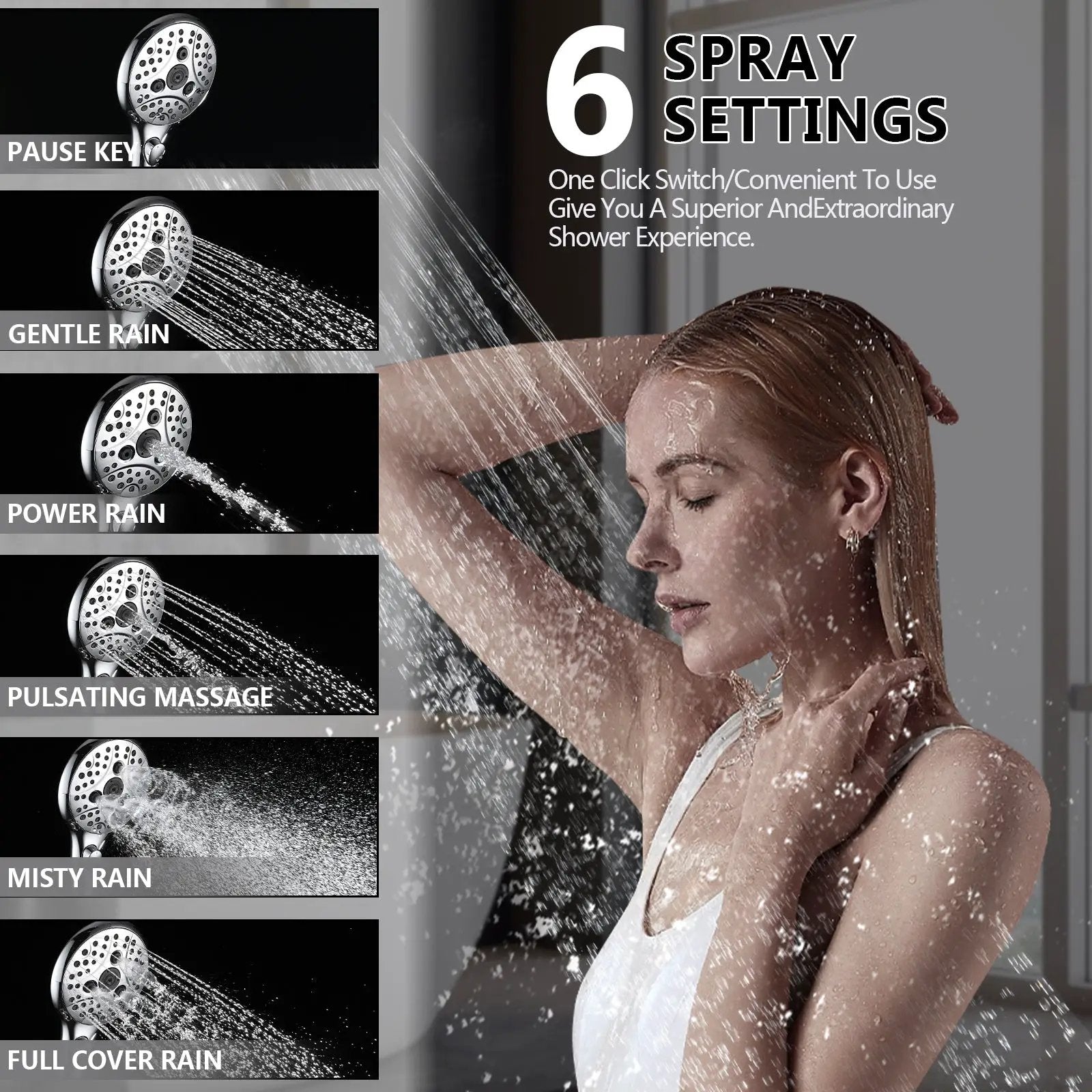 Lift-Up Diverter Bathtub Faucet with 6 Settings Handheld Shower by HouseOfZazla