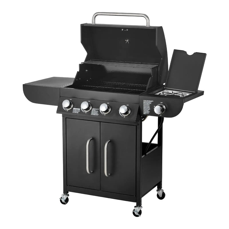 Gas Grill, 4 Burner Propane Gas Grill with Side Burner by HouseOfZazla