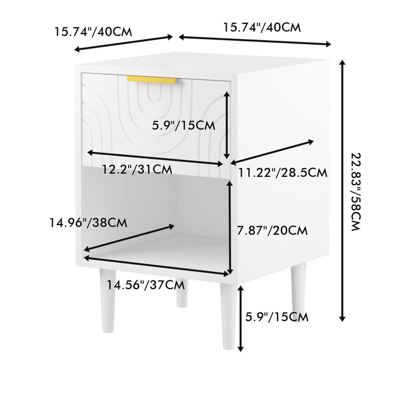 Nightstand With 1 Drawer And Open Shelf - White by Unique Piece Furniture