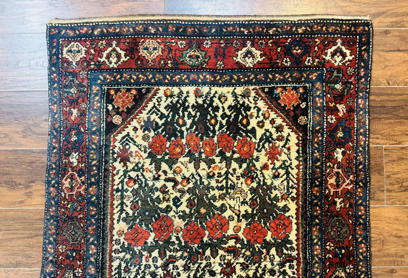 Persian Tribal Rug 3x5, Antique Persian Carpet, Floral Roses, Handmade, Persian Zanjan Rug by Jewel Rugs
