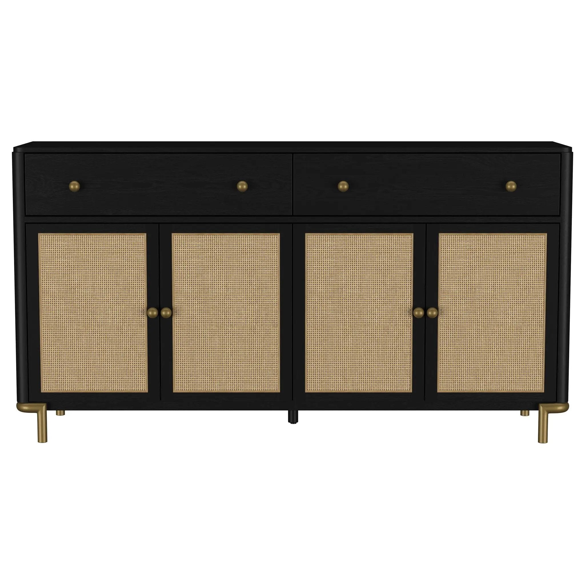 Arini 2-drawer Cane Door Dining Sideboard Server Black by Unique Piece Furniture