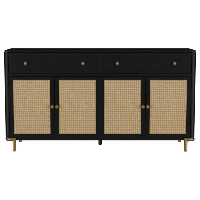 Arini 2-drawer Cane Door Dining Sideboard Server Black by Unique Piece Furniture