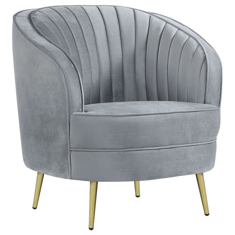 Sophia Upholstered Channel Tufted Barrel Accent Chair Grey by Unique Piece Furniture