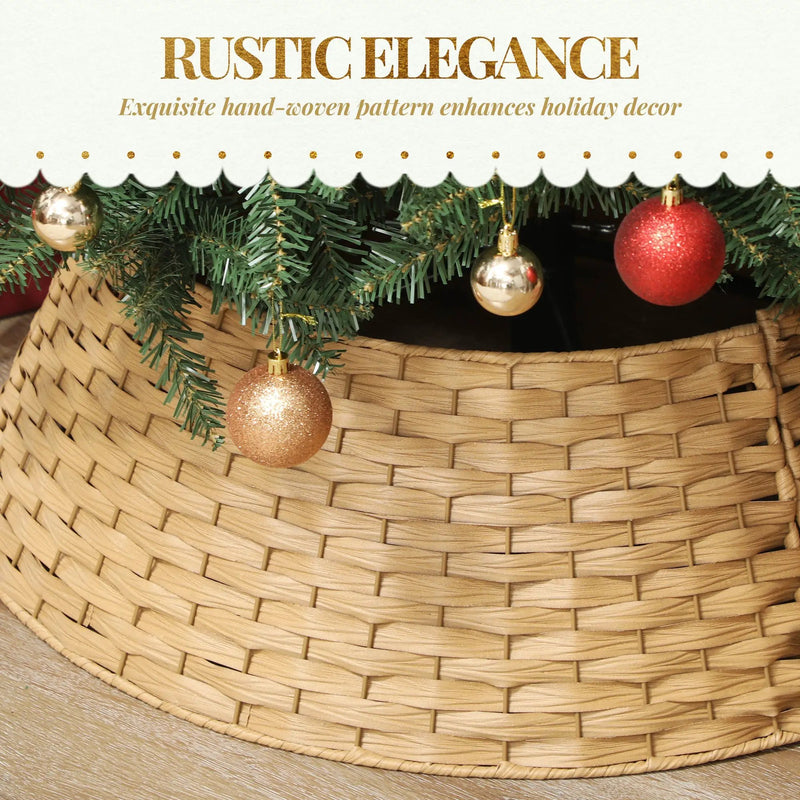 Rustic Christmas Tree Skirt, Plastic Woven Christmas Tree Collar by HouseOfZazla