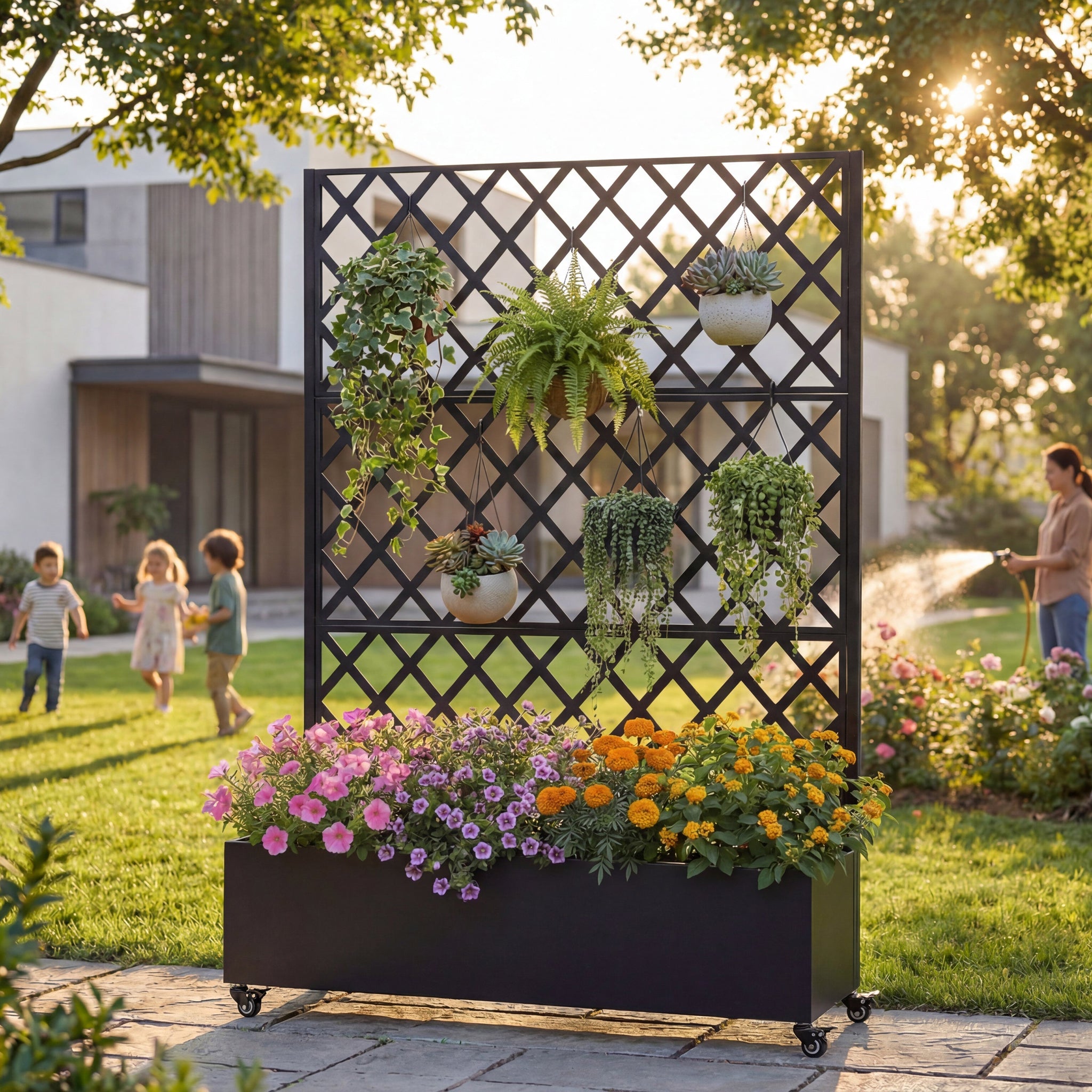 Metal Raised Garden Bed with Wheels and Trellis by HouseOfZazla