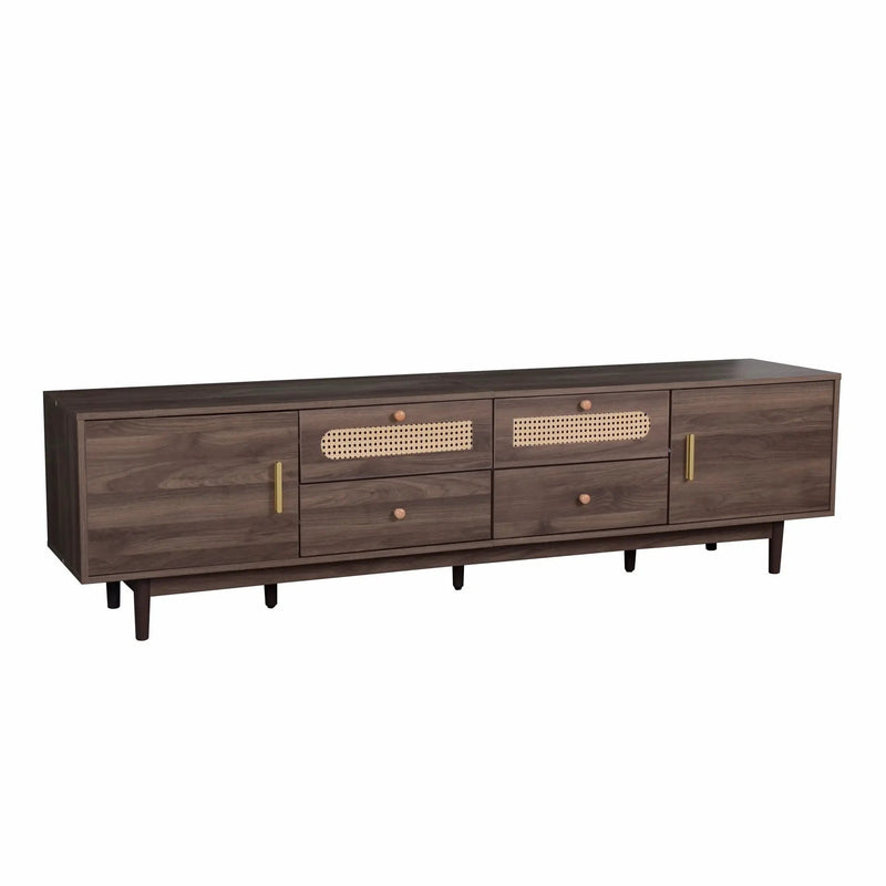 TV Stand With Drawers, Accent Entertainment Center For Living Room - Dark Brown by Unique Piece Furniture
