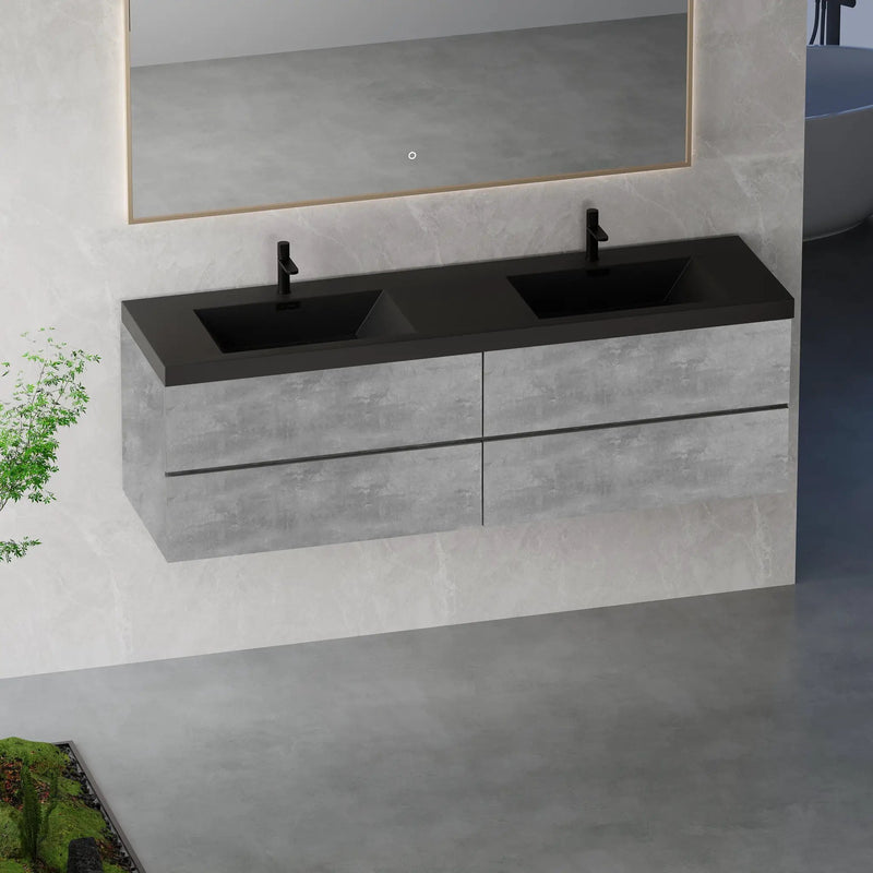72" Floating Vanity with Sink, Modern Wall-Mounted Storage Cabinet by HouseOfZazla